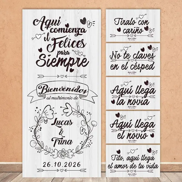 carteles de boda con nombre